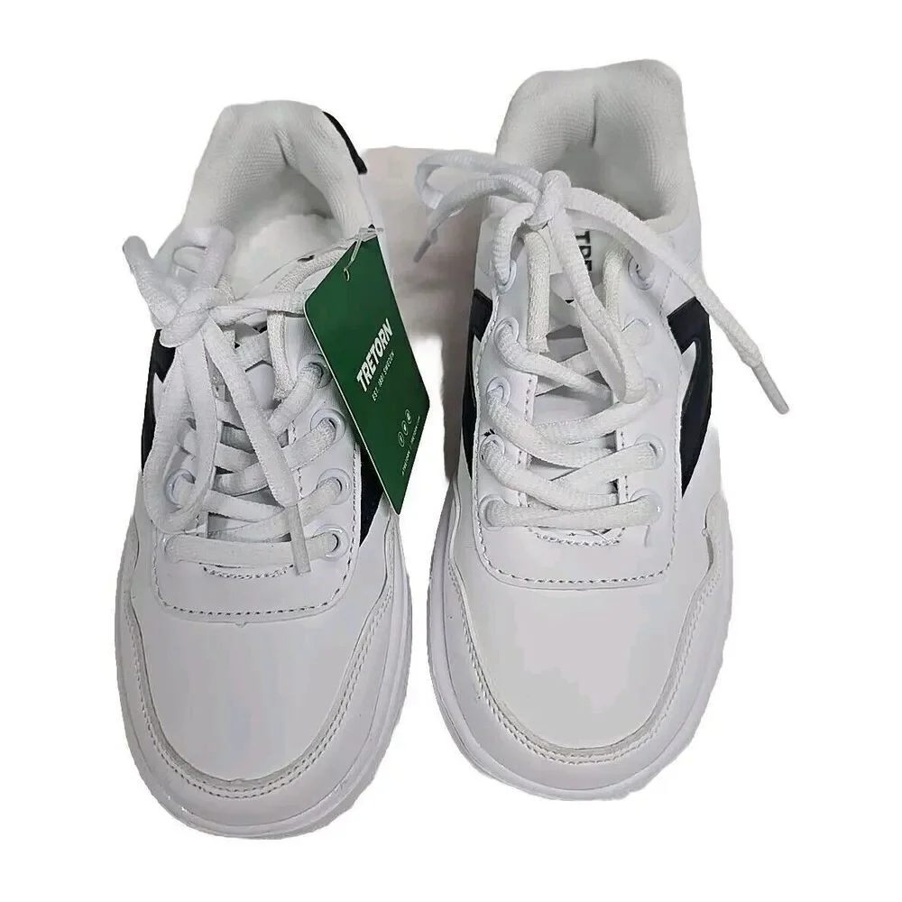 TRETORN Nylite Lace-Up Sneakers White Navy Eco Ortholite Insole KIDS Size 13 NEW